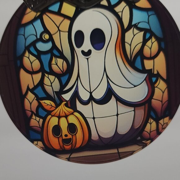Cute Ghost Ornament Stained Glass Hanging Decor Holiday-Sun Catcher-Christmas - Picture 7 of 7